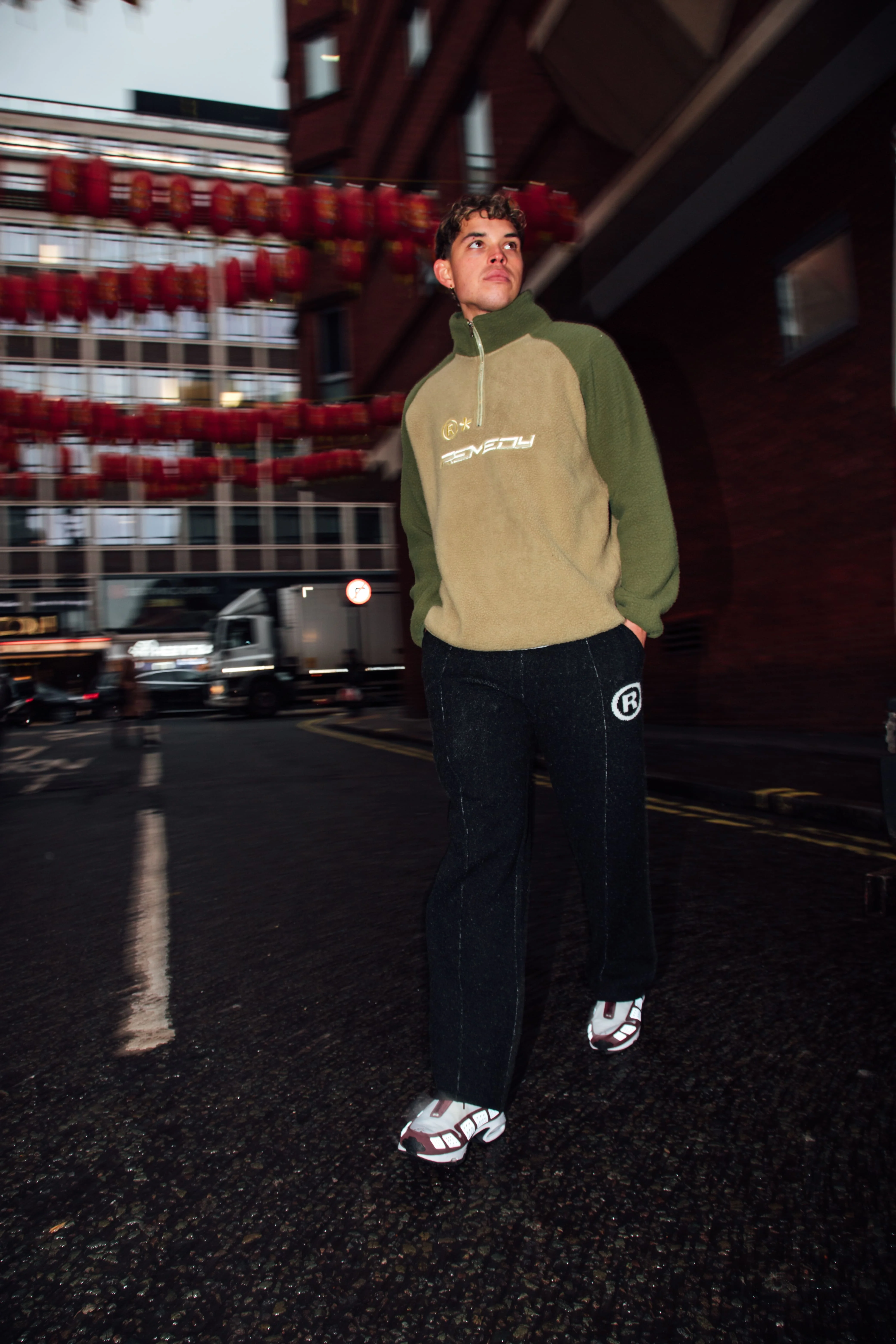 Khaki 2 Tone Sherpa 1/4 Zip